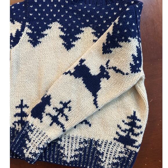 Vintage Woolrich Reindeer Deer Wool Knit Sweater Nordic Xmas Christmas Winter - Picture 7 of 10